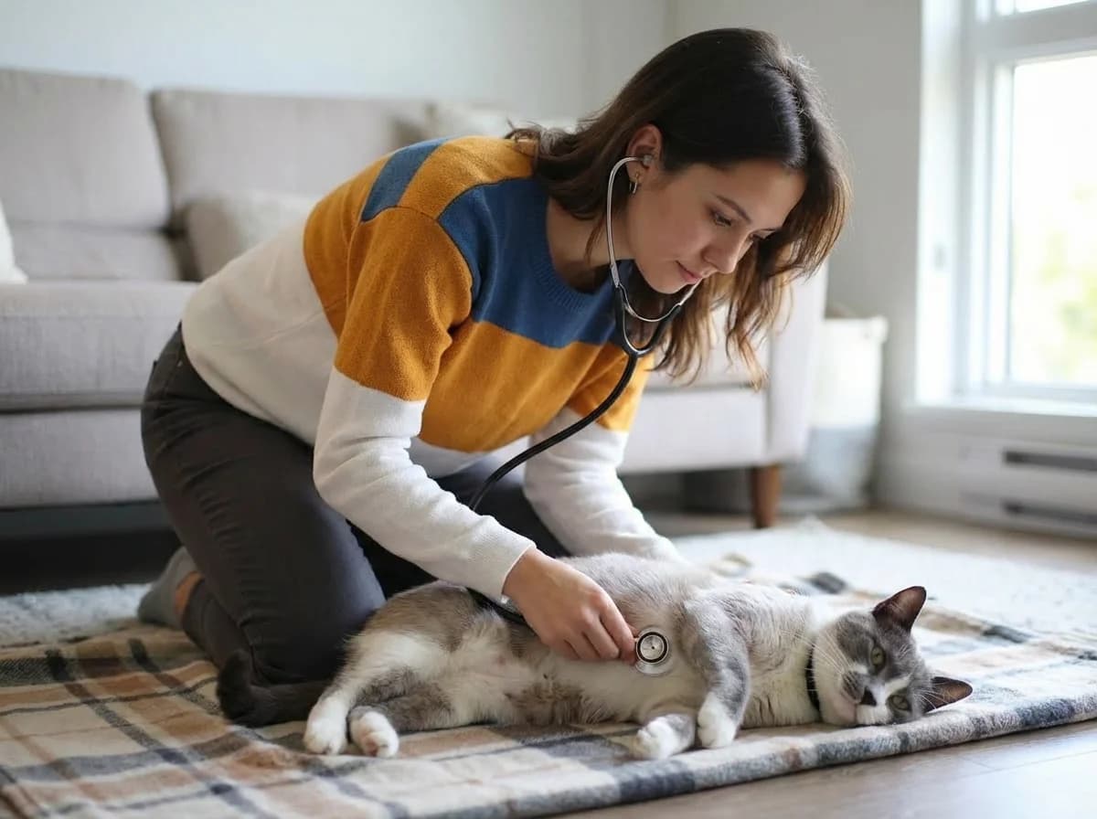 Woman hugging her labrador at home